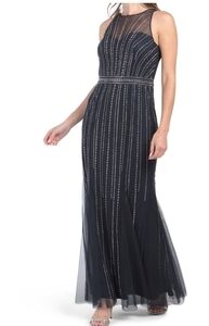 CACHET Illusion Neck Beaded Gown